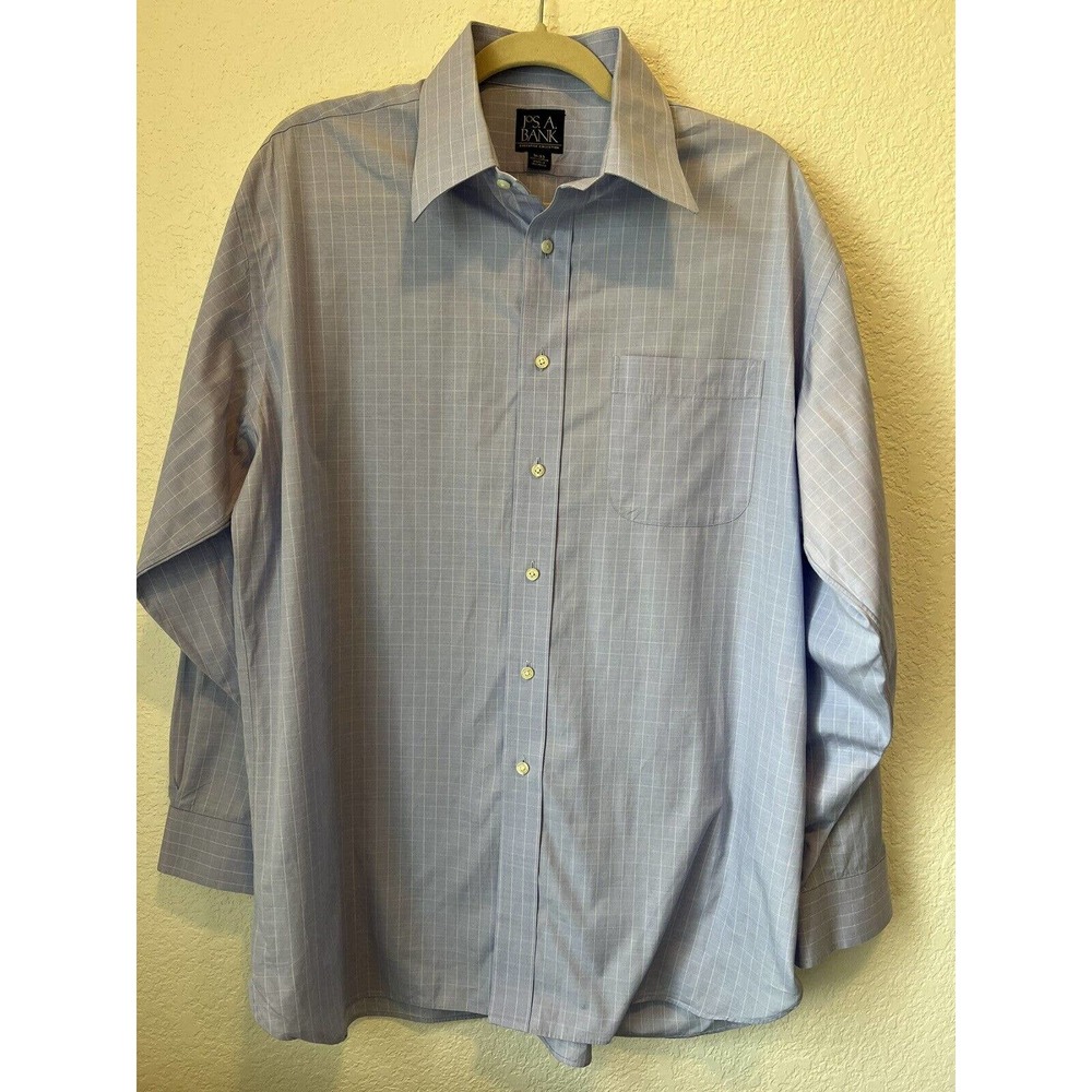 Jos A Bank Men's Executive Collection Purple/White Cotton Dress Shirt 16/33